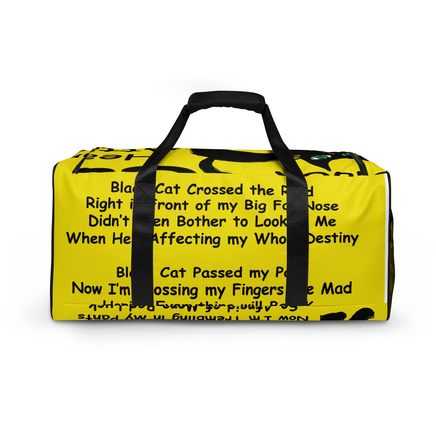 Black Cat Heart Attack Duffle Bag