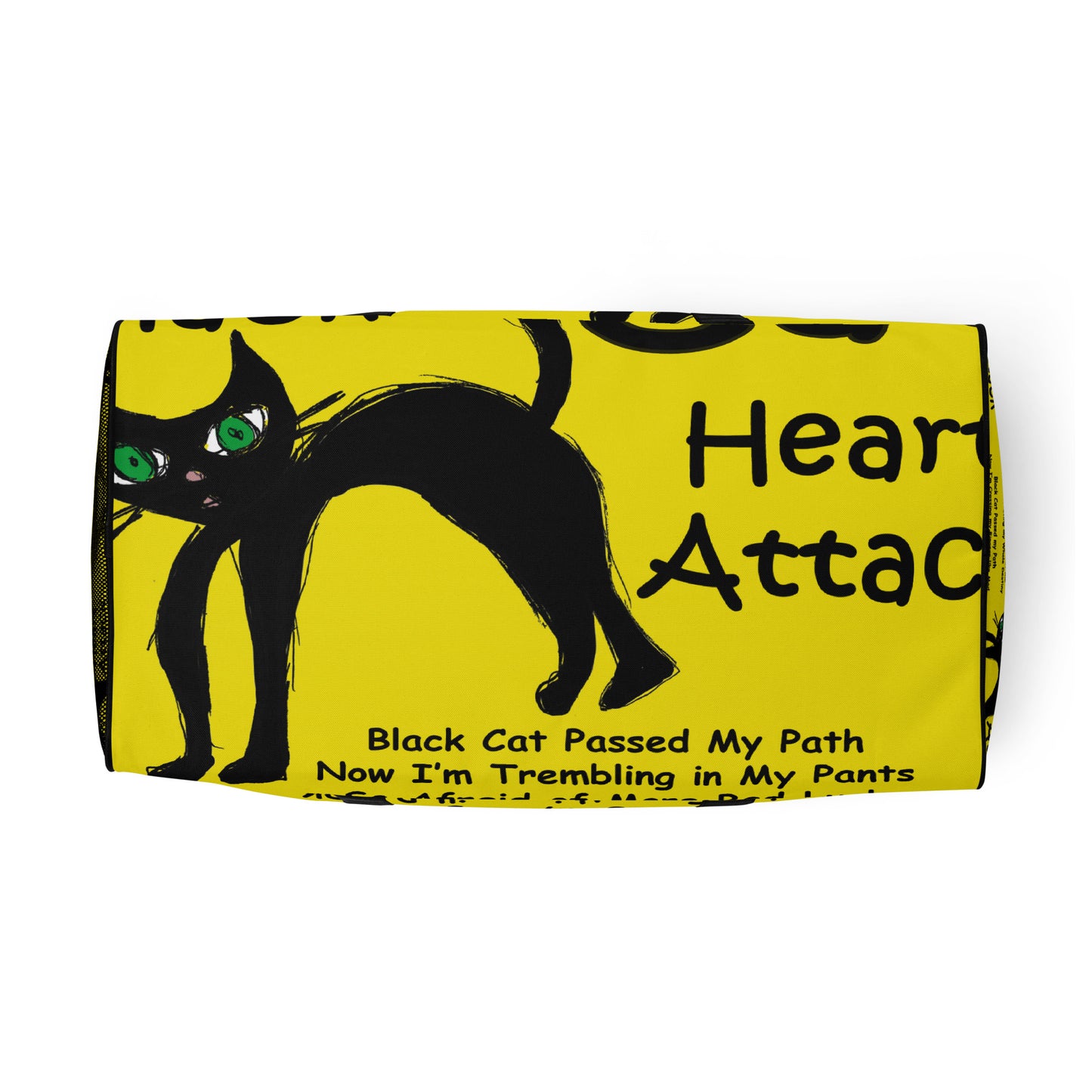 Black Cat Heart Attack Duffle Bag