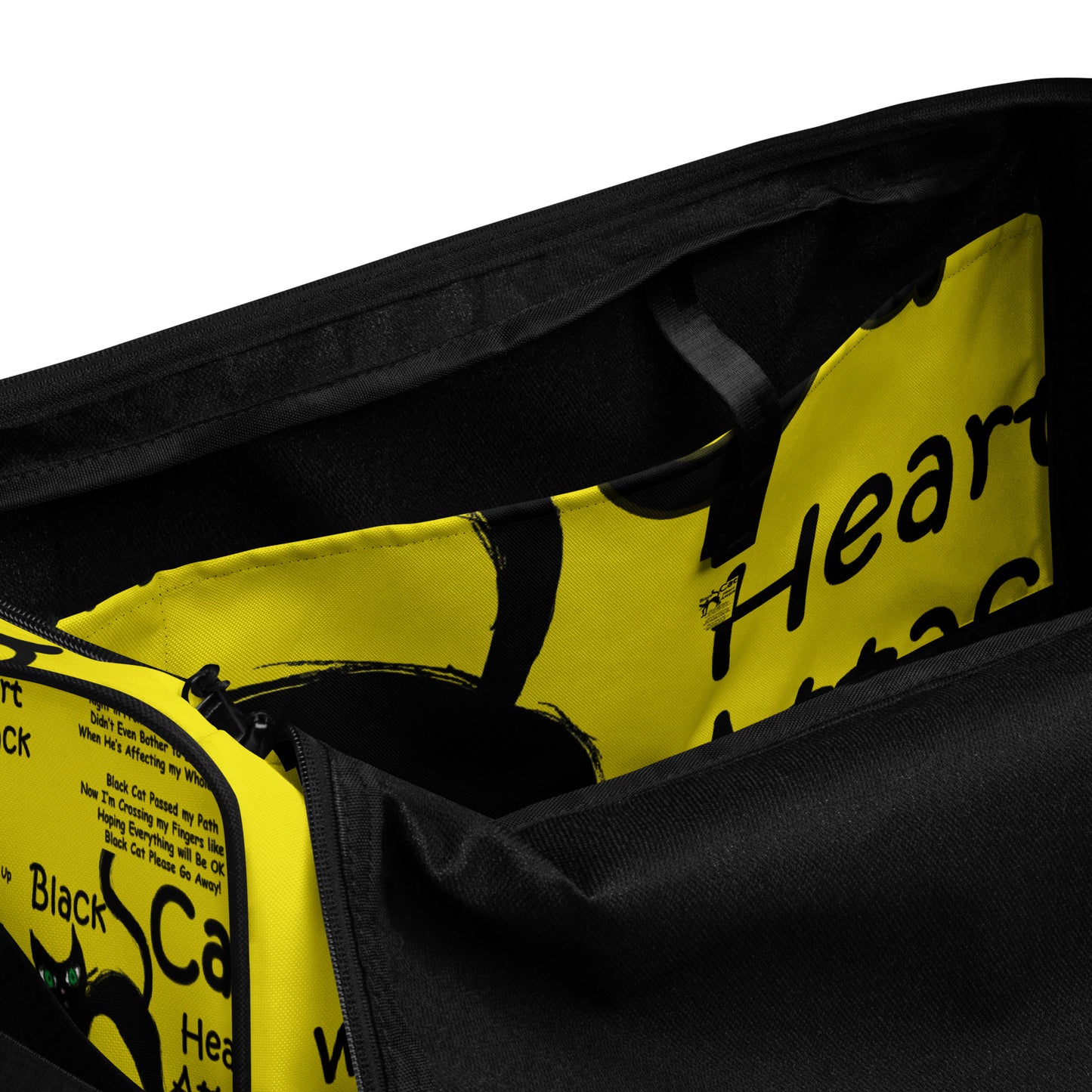 Black Cat Heart Attack Duffle Bag