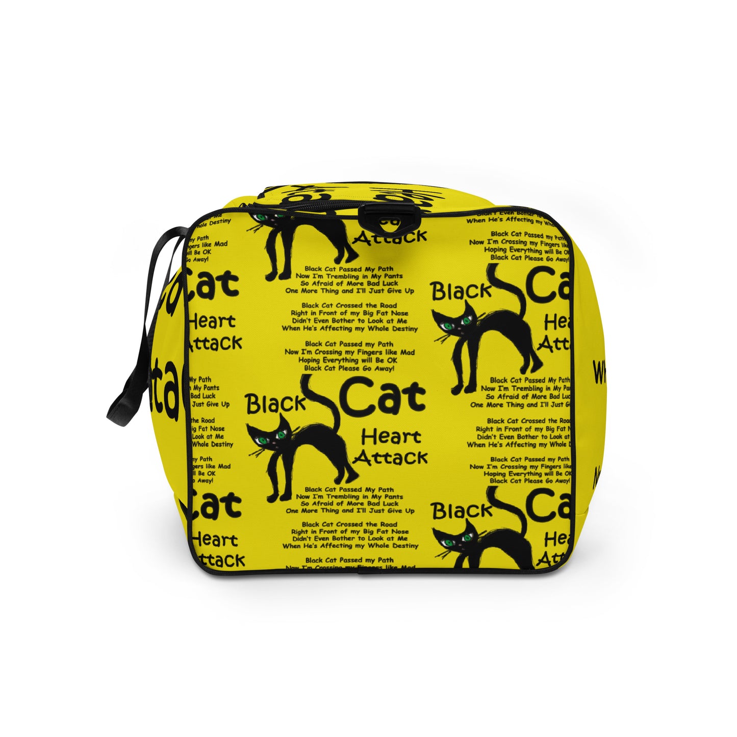 Black Cat Heart Attack Duffle Bag