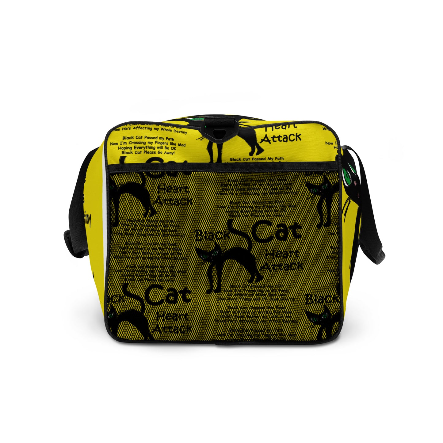 Black Cat Heart Attack Duffle Bag