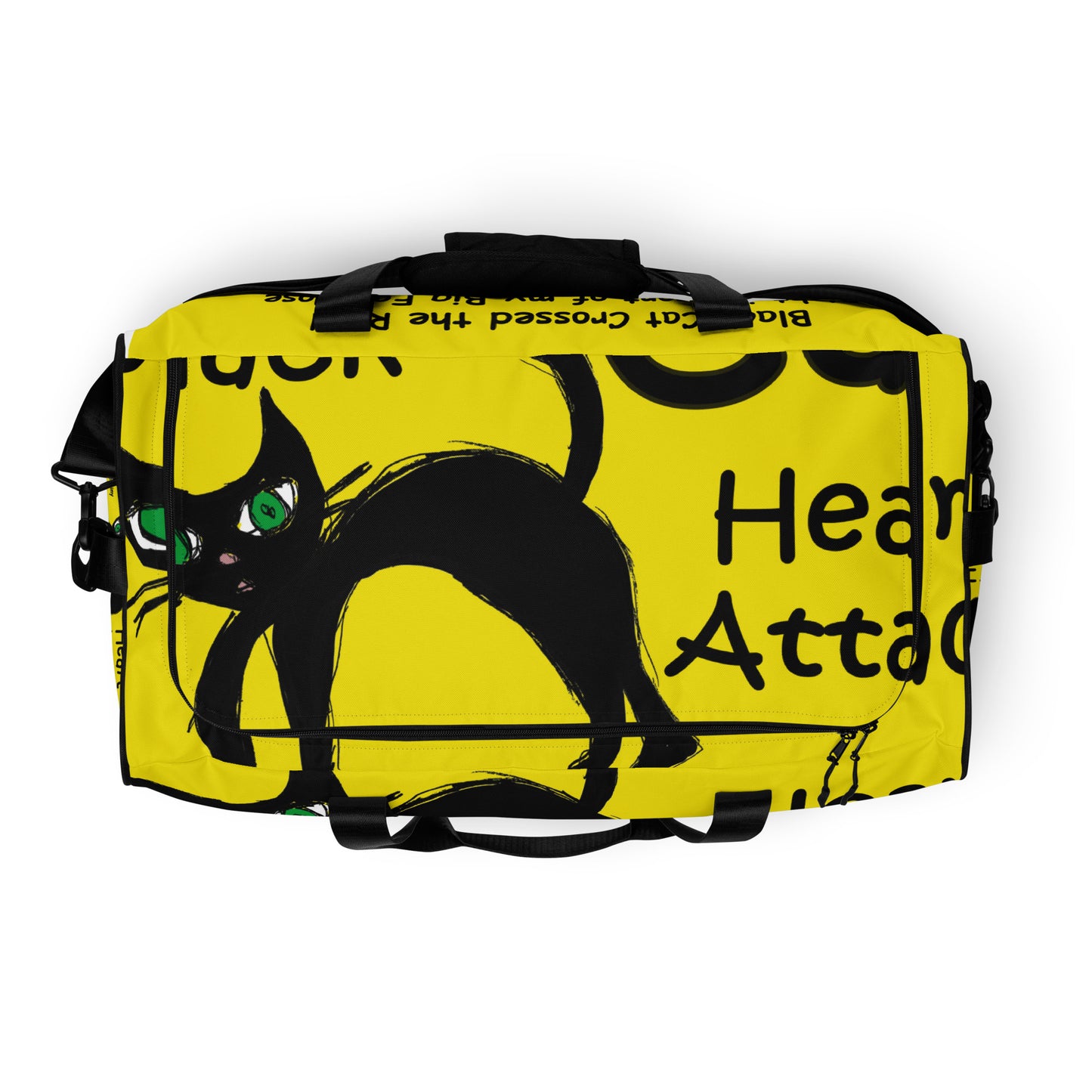 Black Cat Heart Attack Duffle Bag