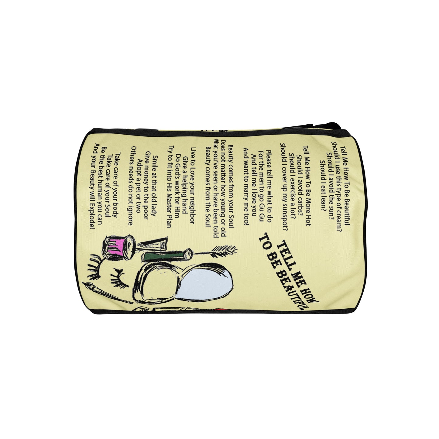 Tell Me How To Be Beautiful All-over print gym bag