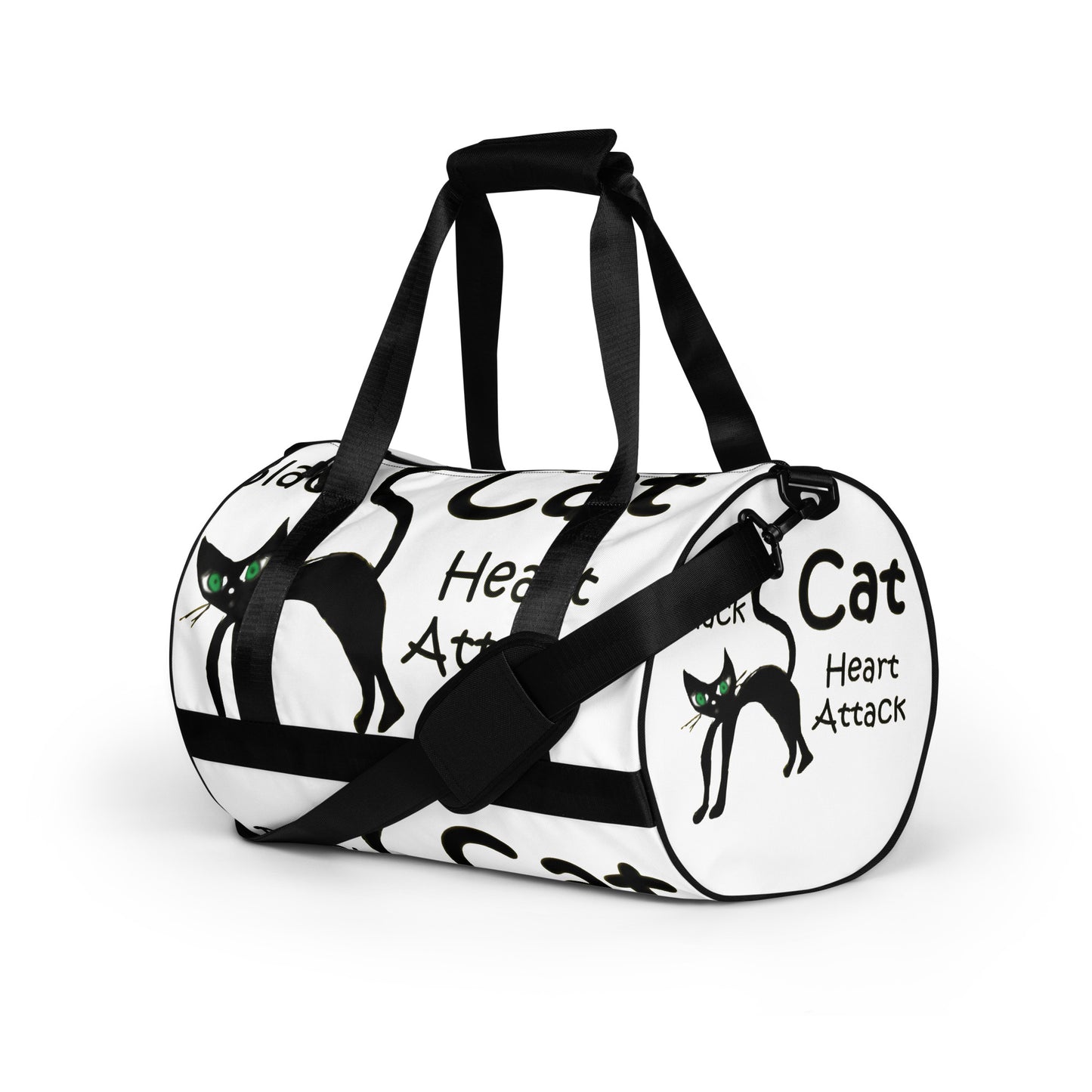 Black Cat Heart Attack All-over print gym bag