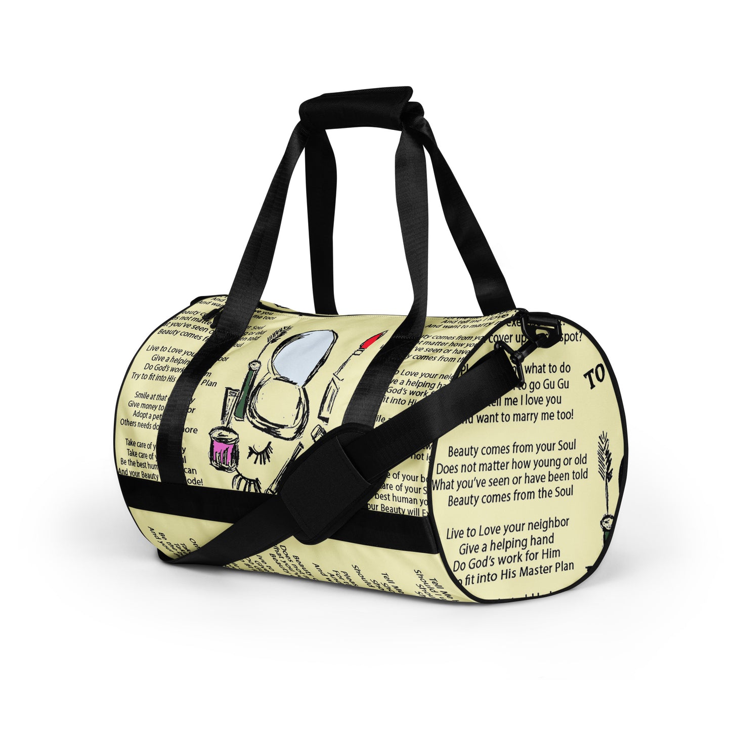 Tell Me How To Be Beautiful All-over print gym bag