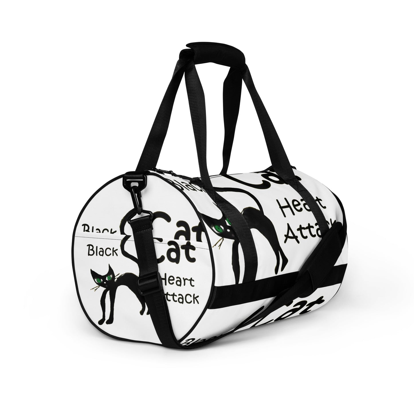 Black Cat Heart Attack All-over print gym bag