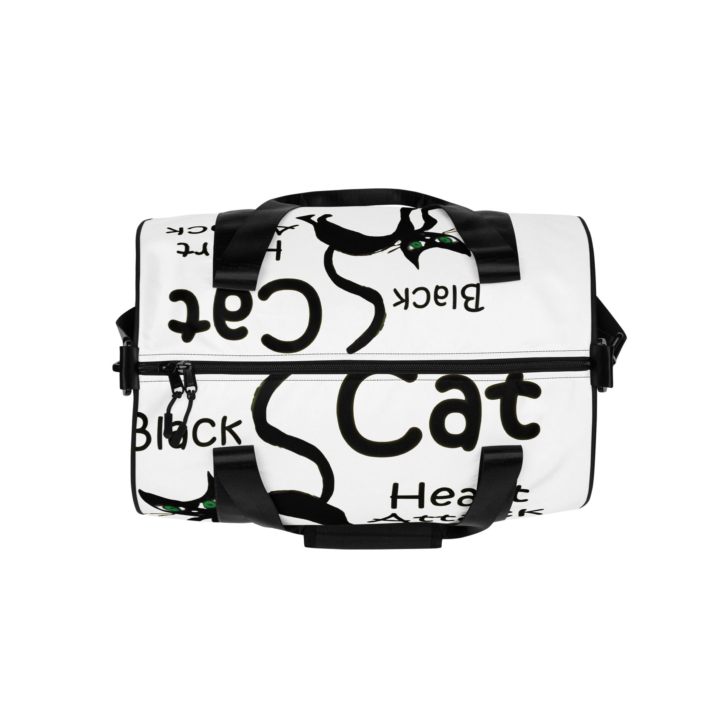 Black Cat Heart Attack All-over print gym bag