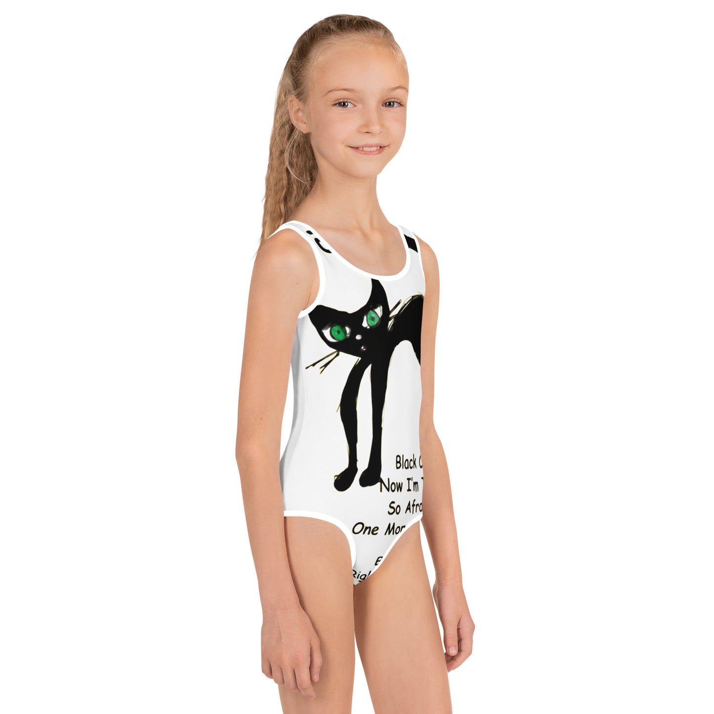 Black Cat Heart Attack All-Over Print Kids Swimsuit