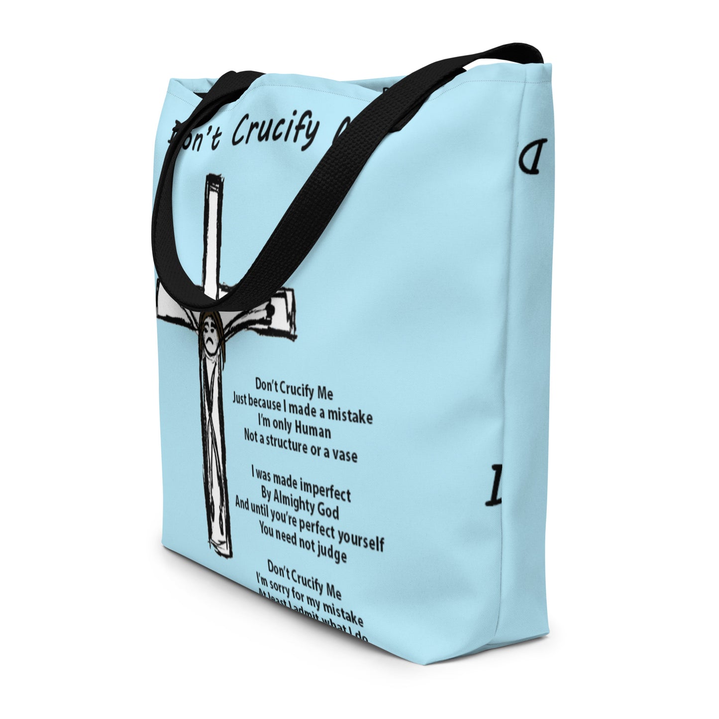 Don't Crucify Me All-Over Print Large Tote Bag