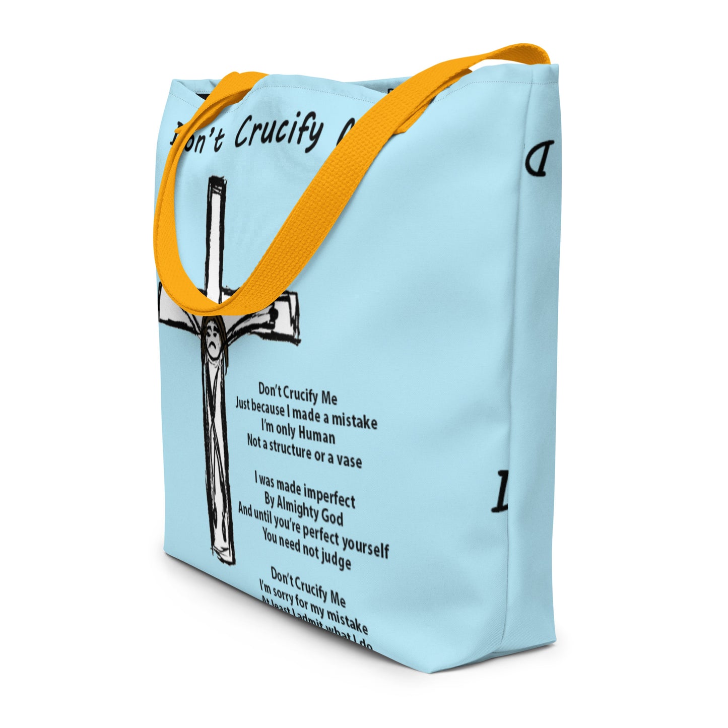 Don't Crucify Me All-Over Print Large Tote Bag