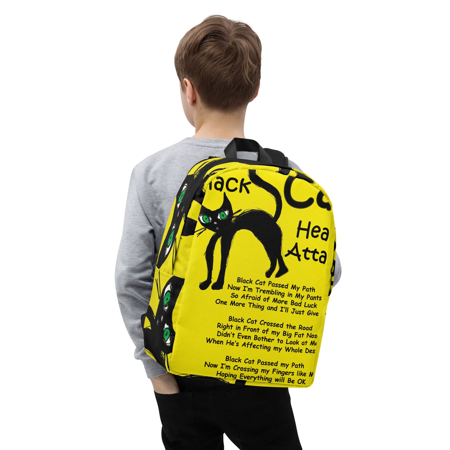 Black Cat Heart Attack Minimalist Backpack