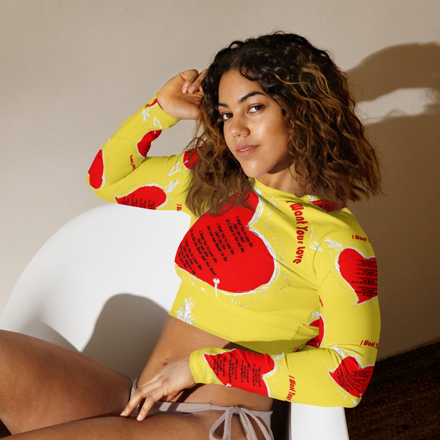 I Want Your Love! long-sleeve crop top