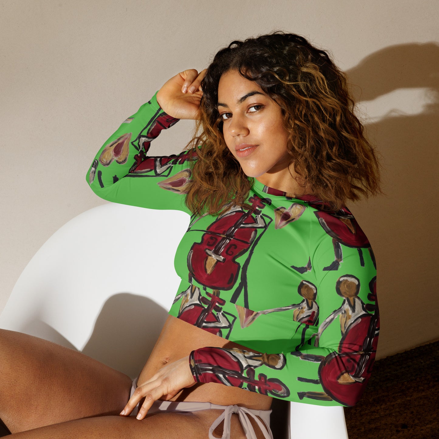 I Will Play You! long-sleeve crop top