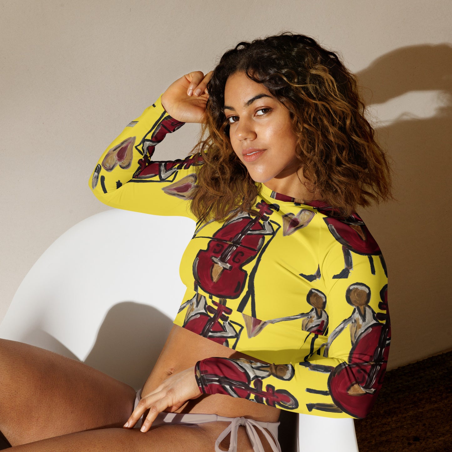 I Will Play You! long-sleeve crop top