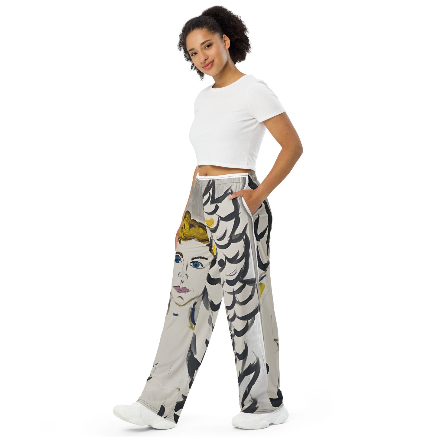 Fallen Feather All-over print unisex wide-leg pants