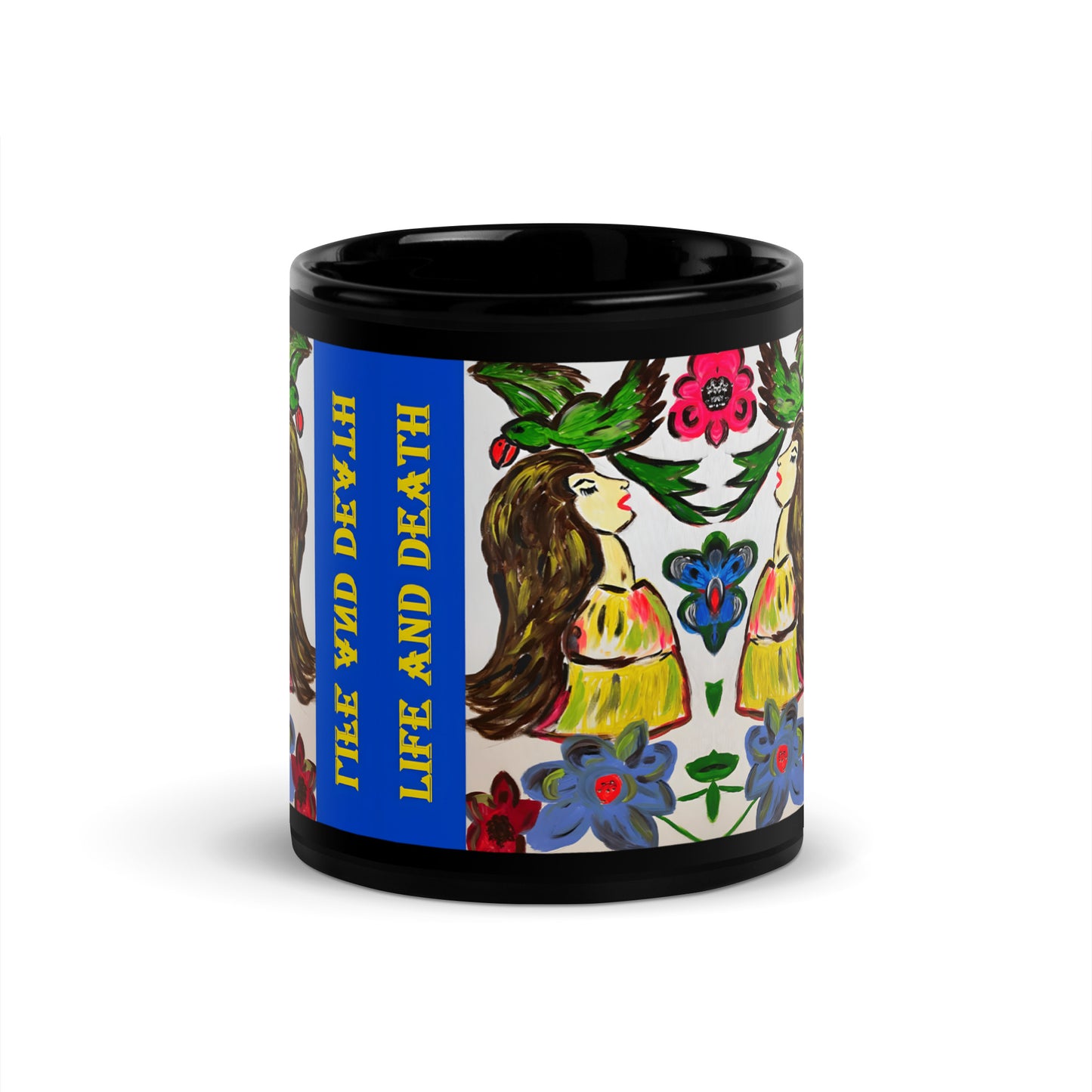 Life And Death Black Glossy Mug