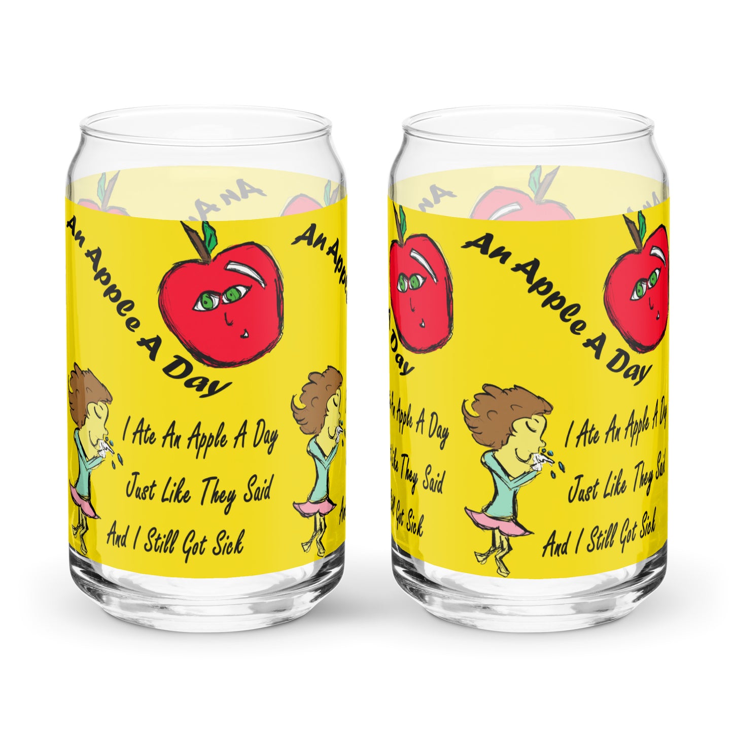 An Apple A Day Can-shaped glass