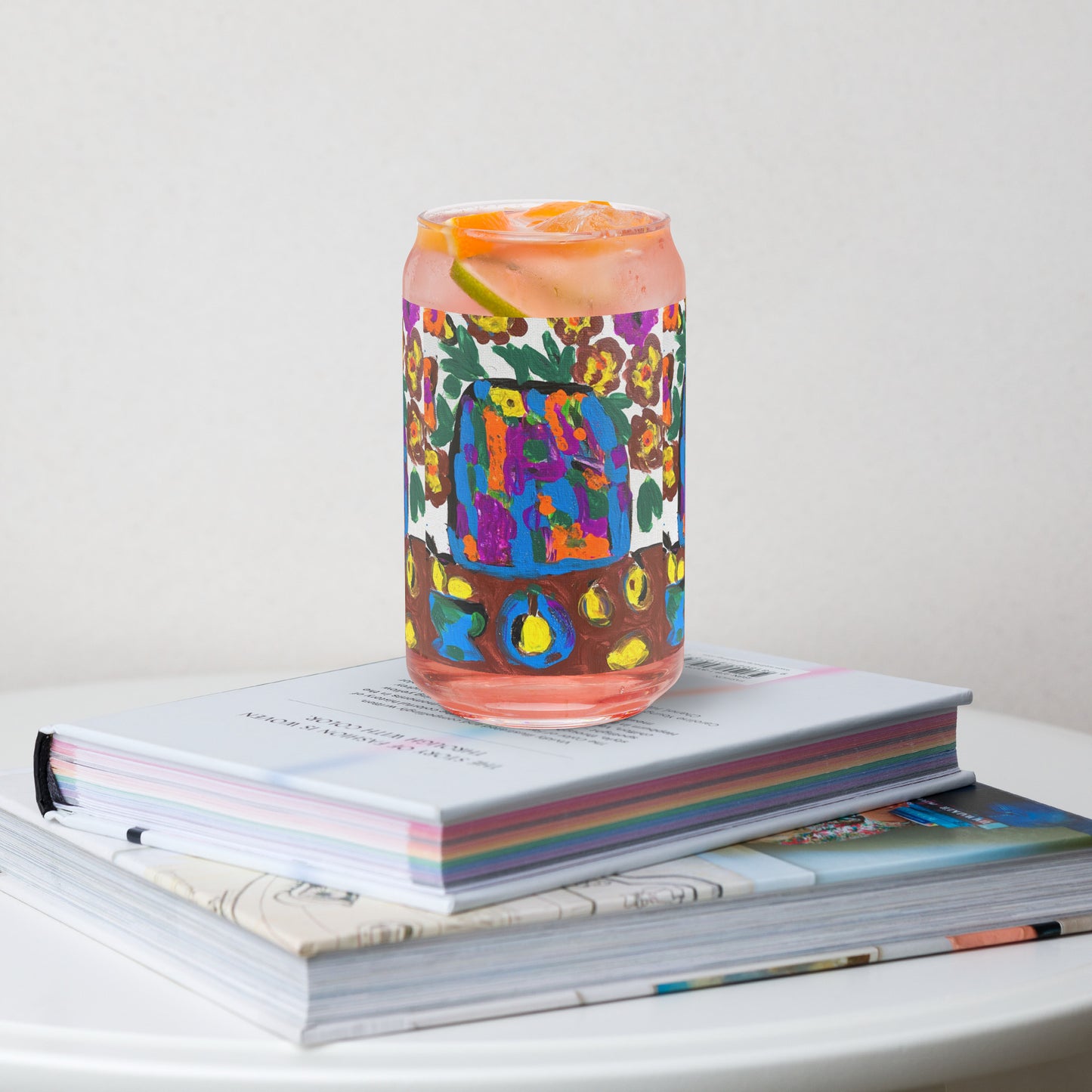 Flowers On The Table Can-shaped glass