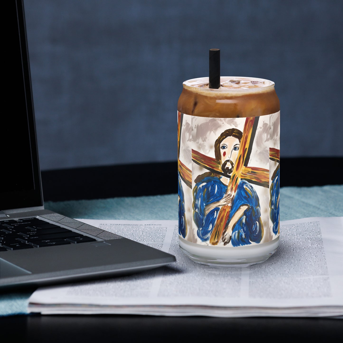 Jesus Cristo Can-shaped glass