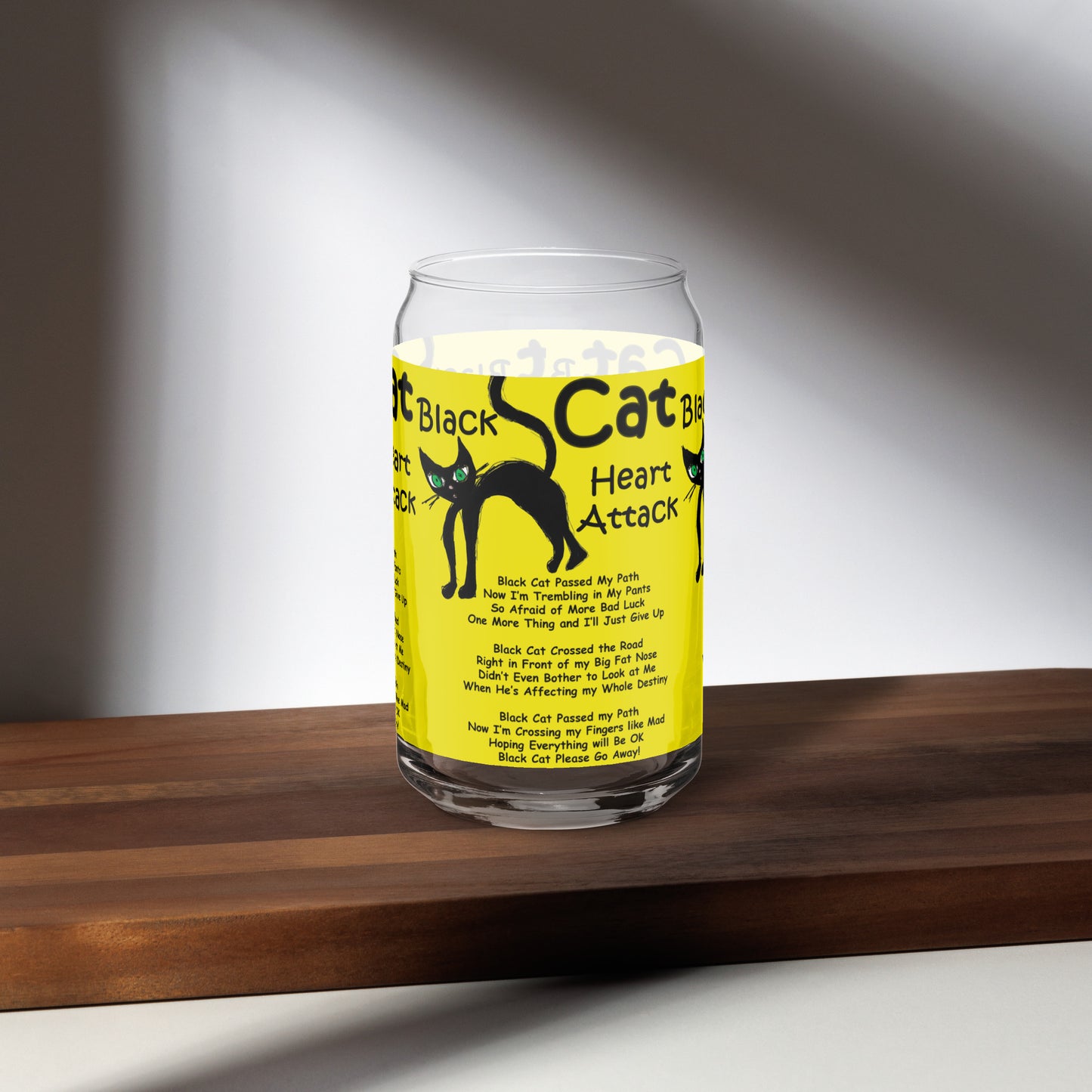 Black Cat Heart Attack Can-shaped glass