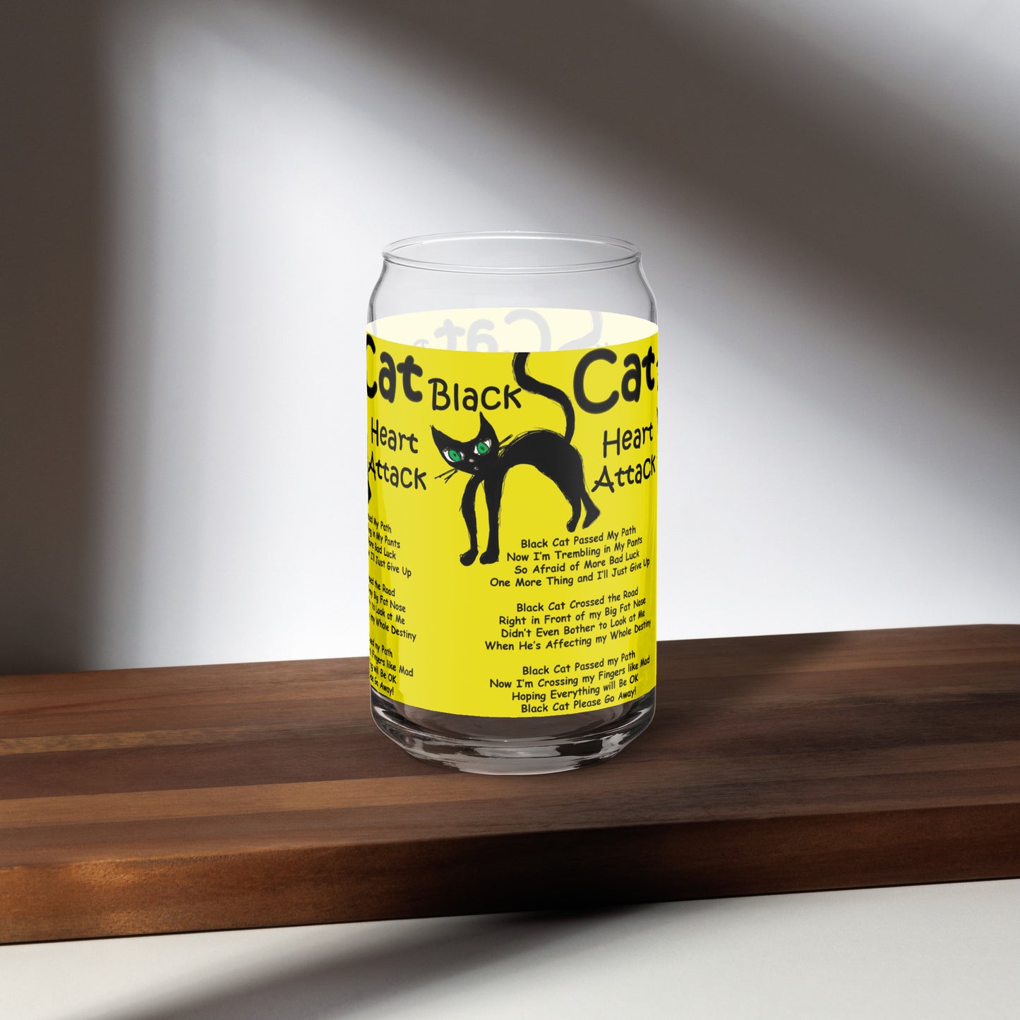 Black Cat Heart Attack Can-shaped glass