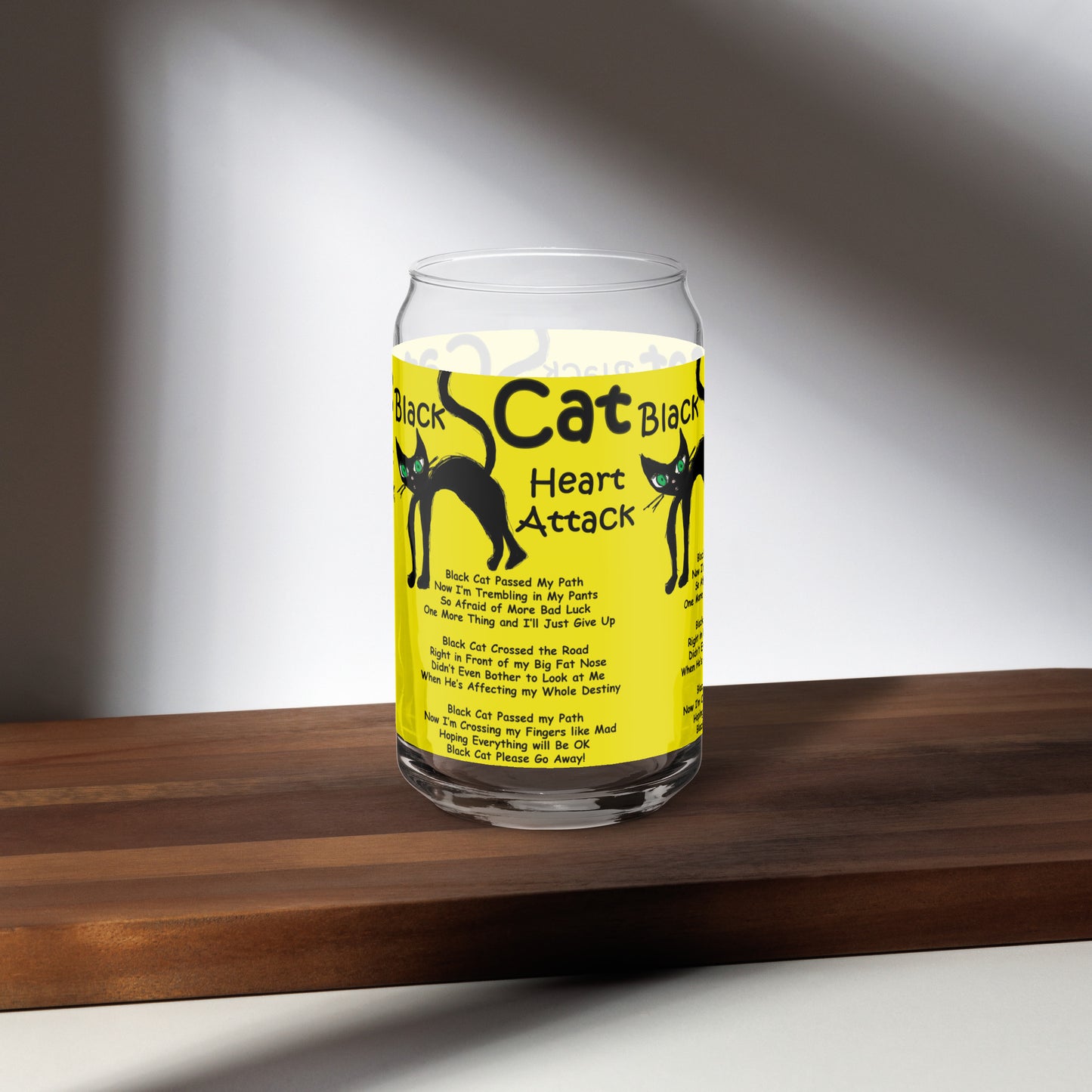 Black Cat Heart Attack Can-shaped glass