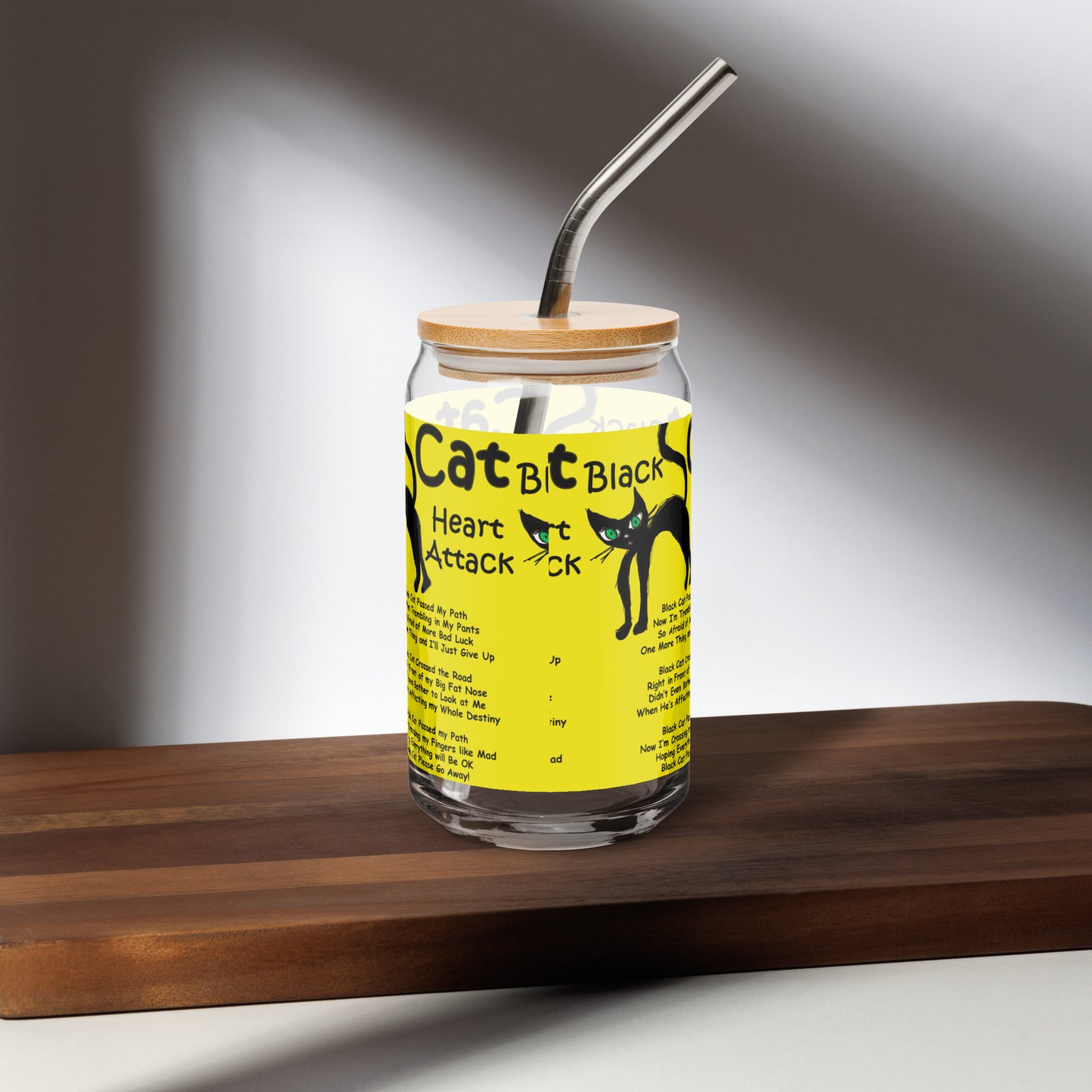 Black Cat Heart Attack Can-shaped glass