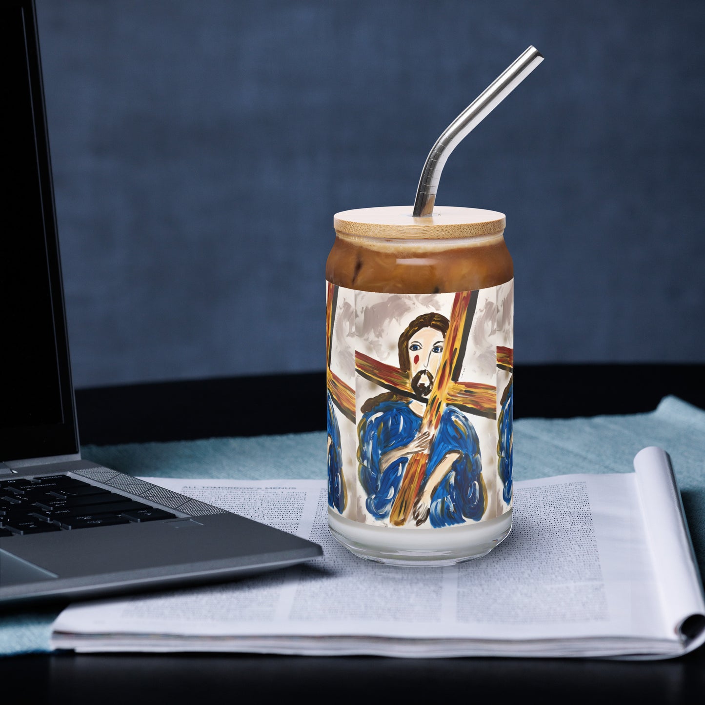 Jesus Cristo Can-shaped glass