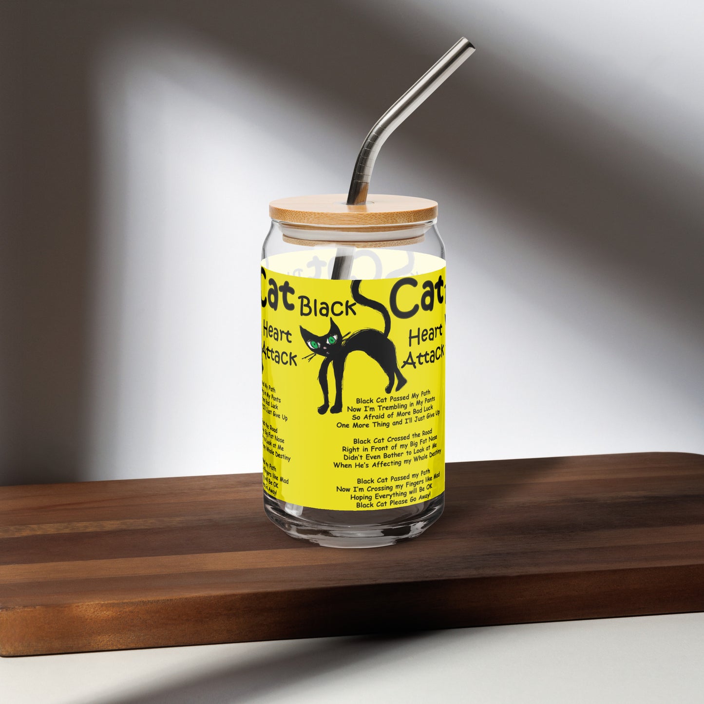 Black Cat Heart Attack Can-shaped glass