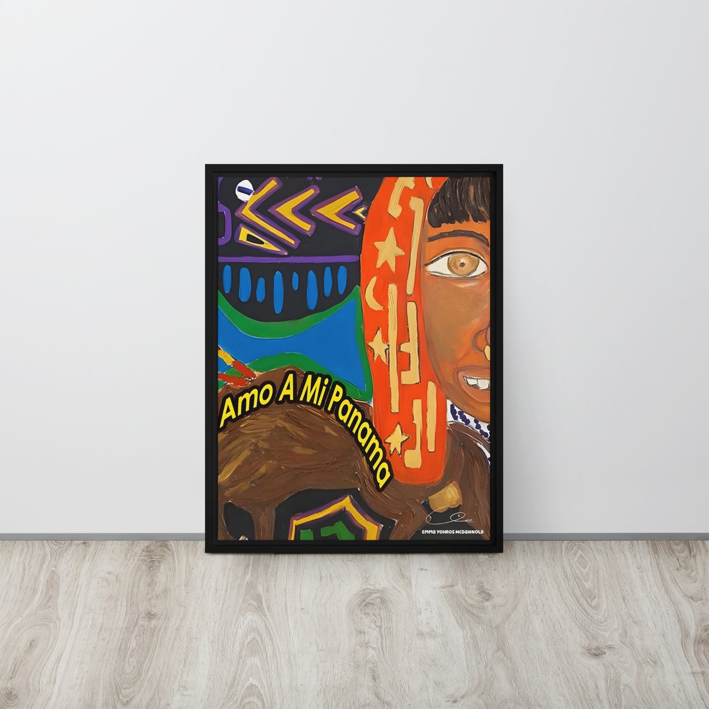 I Love My Panama Framed canvas