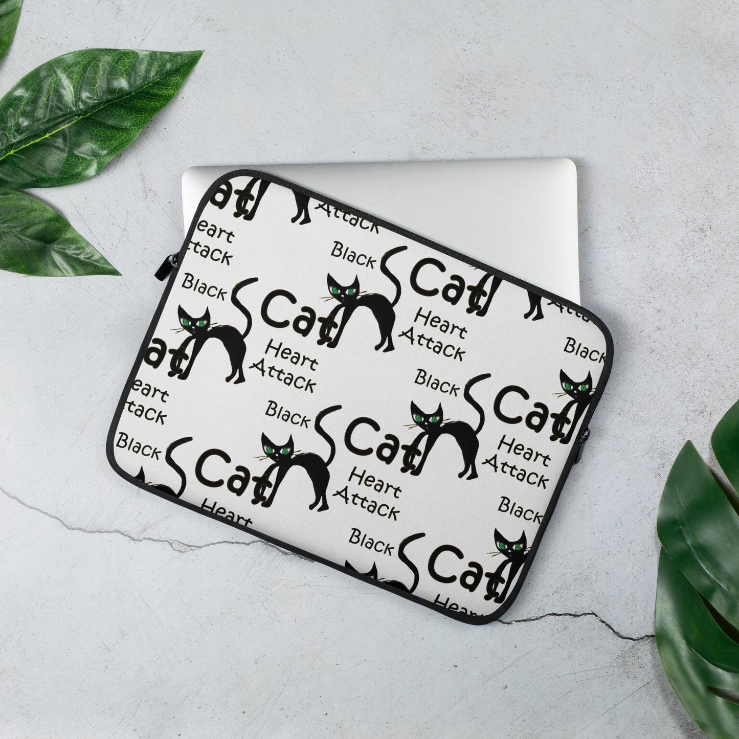 Black Cat Heart Attack Laptop Sleeve