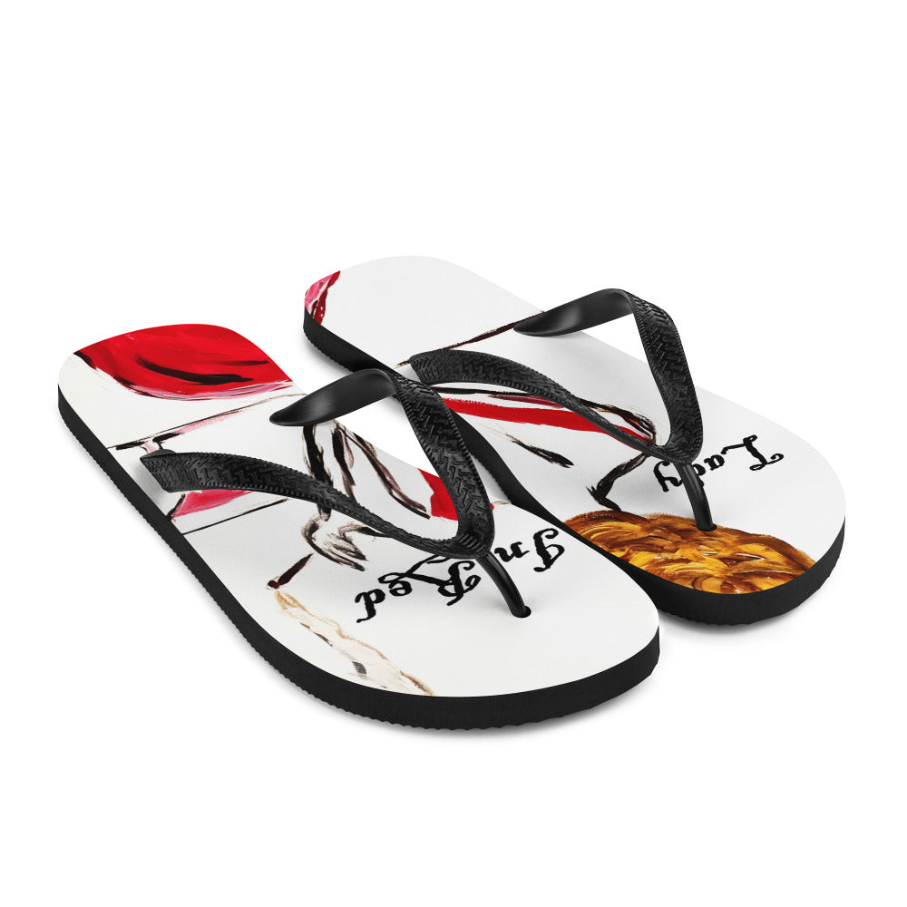 Lady In Red Flip-Flops