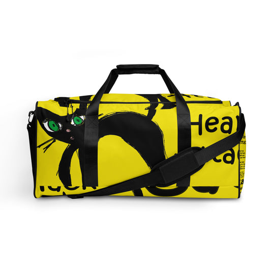 Black Cat Heart Attack Duffle Bag