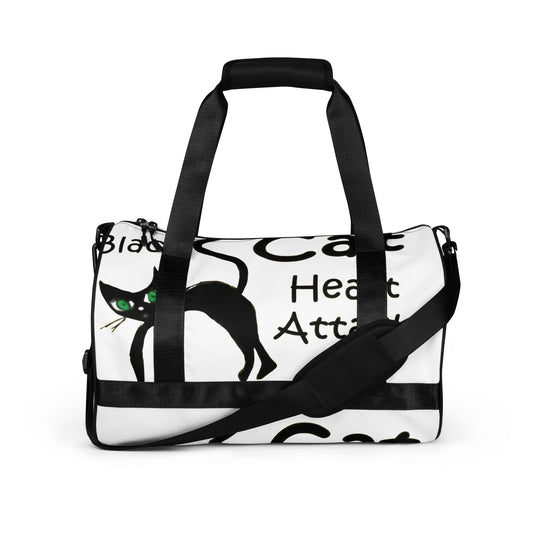 Black Cat Heart Attack All-over print gym bag