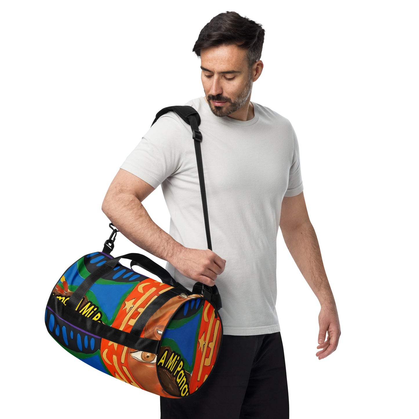 I Love My Panama All-over print gym bag