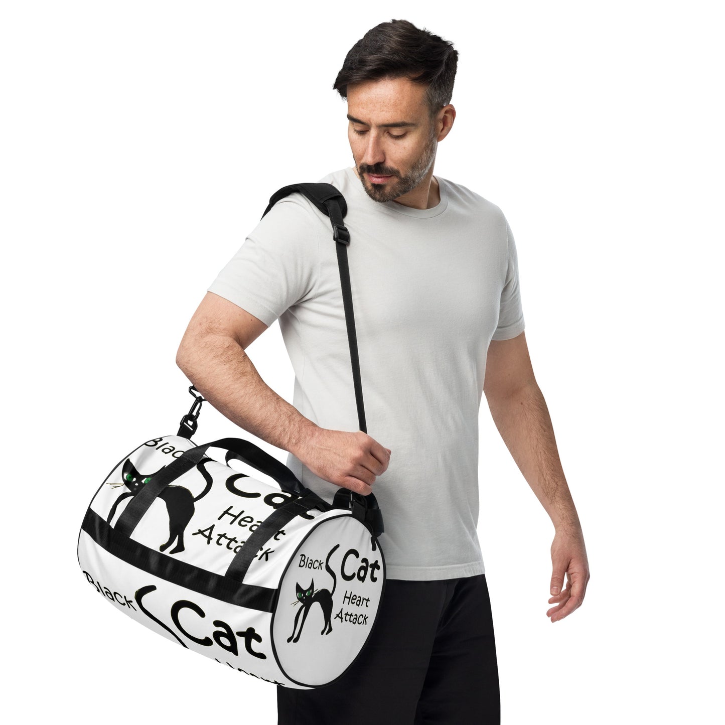 Black Cat Heart Attack All-over print gym bag