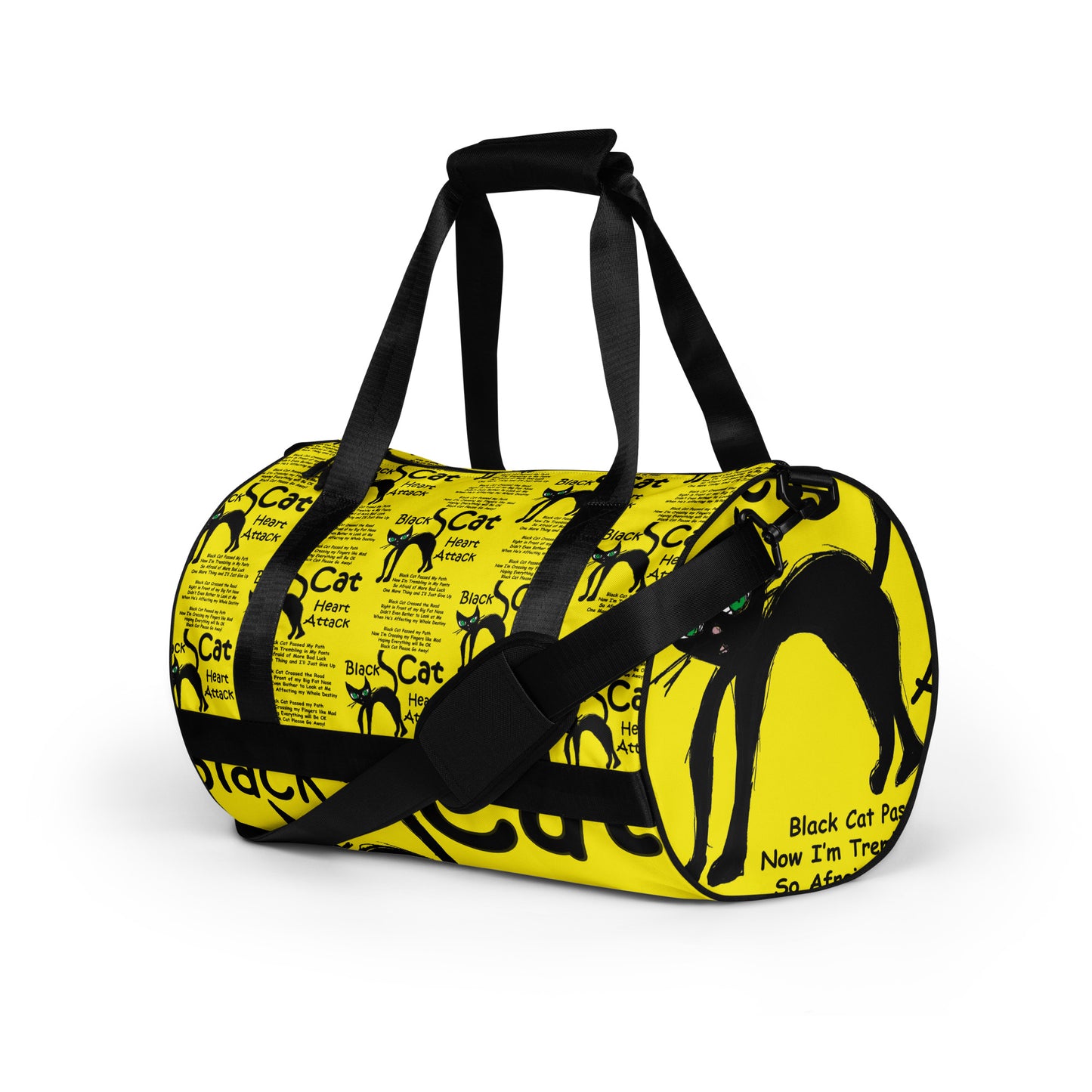 Black Cat Heart Attack All-over print gym bag