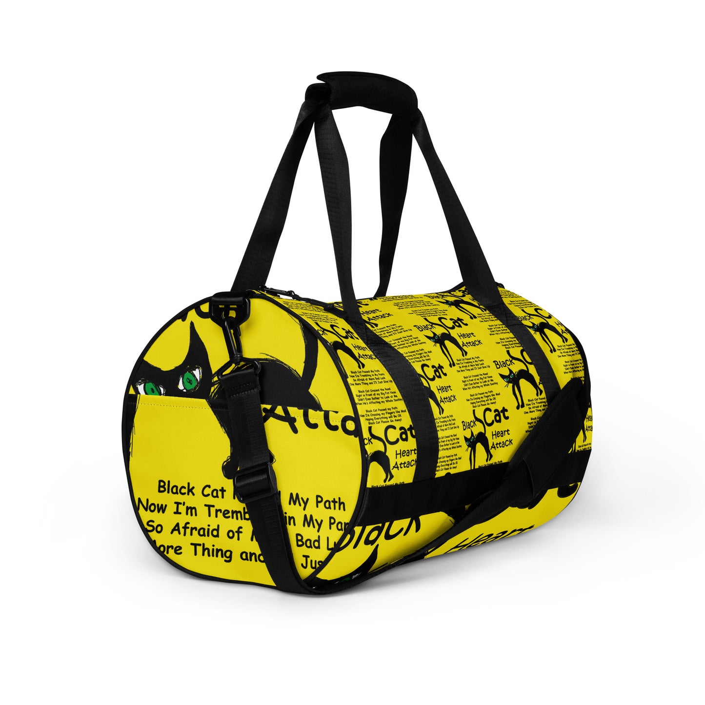 Black Cat Heart Attack All-over print gym bag