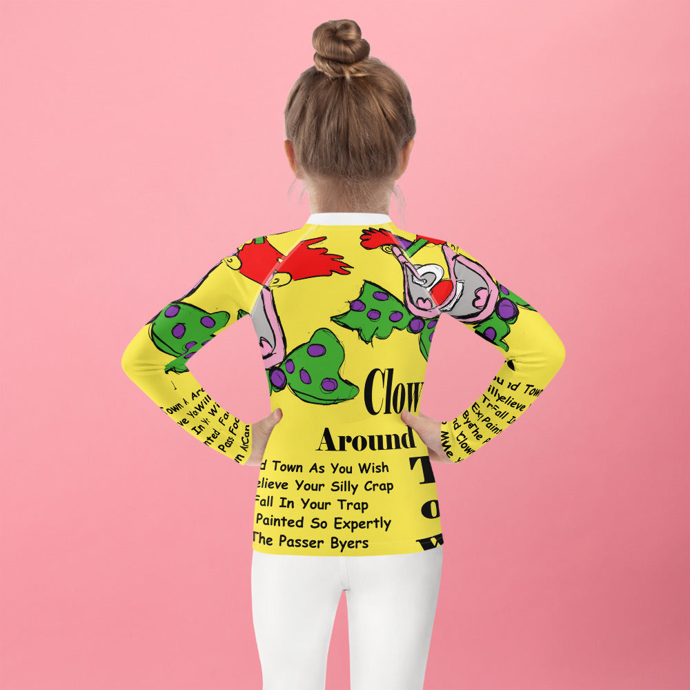 Clown Around Town Kids Rash Guard