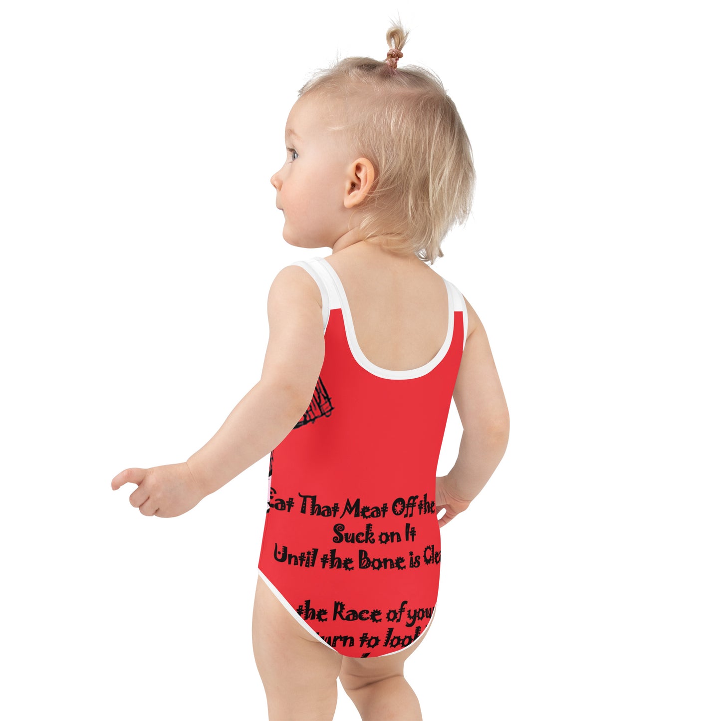 Eat The Meat Off The Ribs All-Over Print Kids Swimsuit