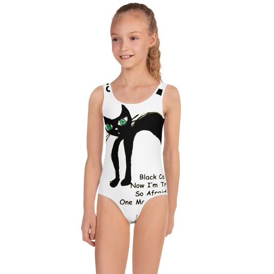 Black Cat Heart Attack All-Over Print Kids Swimsuit