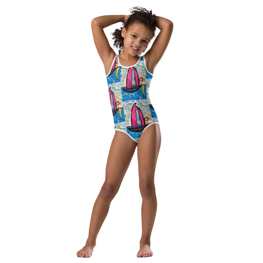 Sailing All-Over Print Kids Swimsuit