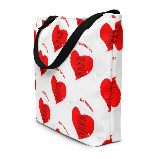 I Want Your Love All-Over Print Large Tote Bag