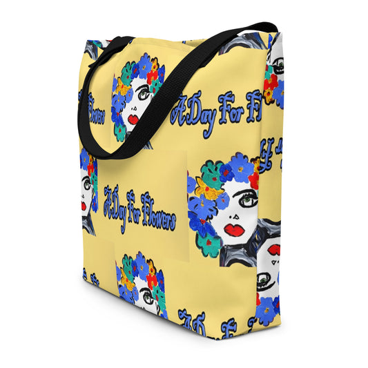 A Day For Flowers All-Over Print Large Tote Bag