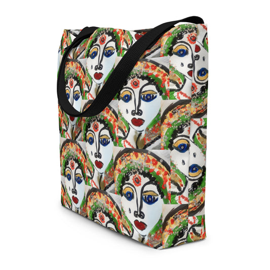 Indian Woman All-Over Print Large Tote Bag