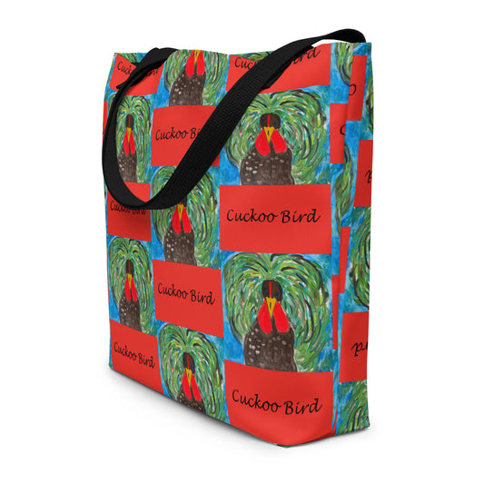 Cuckoo Bird All-Over Print Large Tote Bag