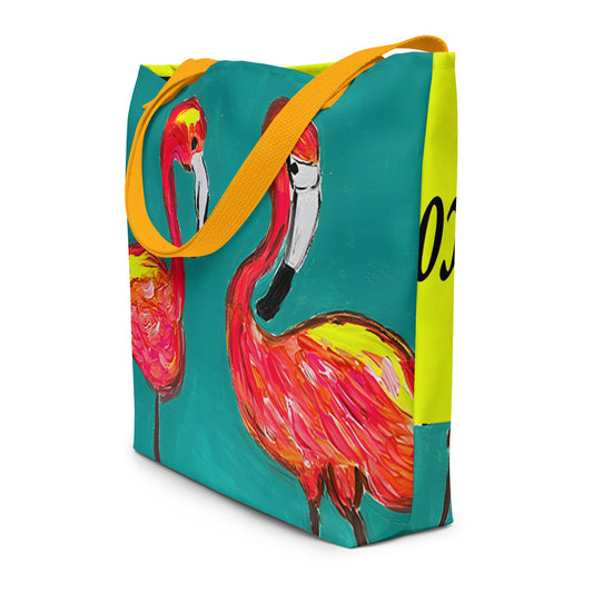 Flamingo Flamenco All-Over Print Large Tote Bag