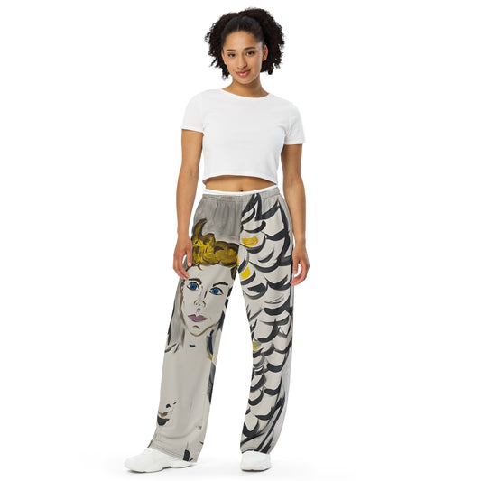 Fallen Feather All-over print unisex wide-leg pants