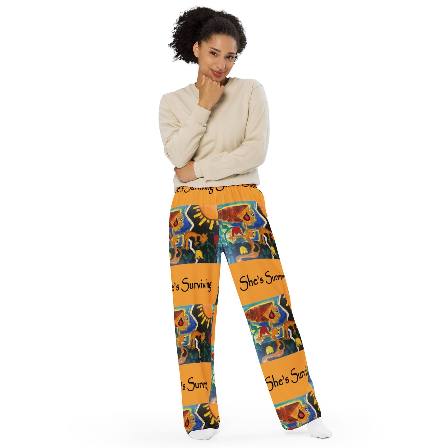 She's Surviving All-over print unisex wide-leg pants