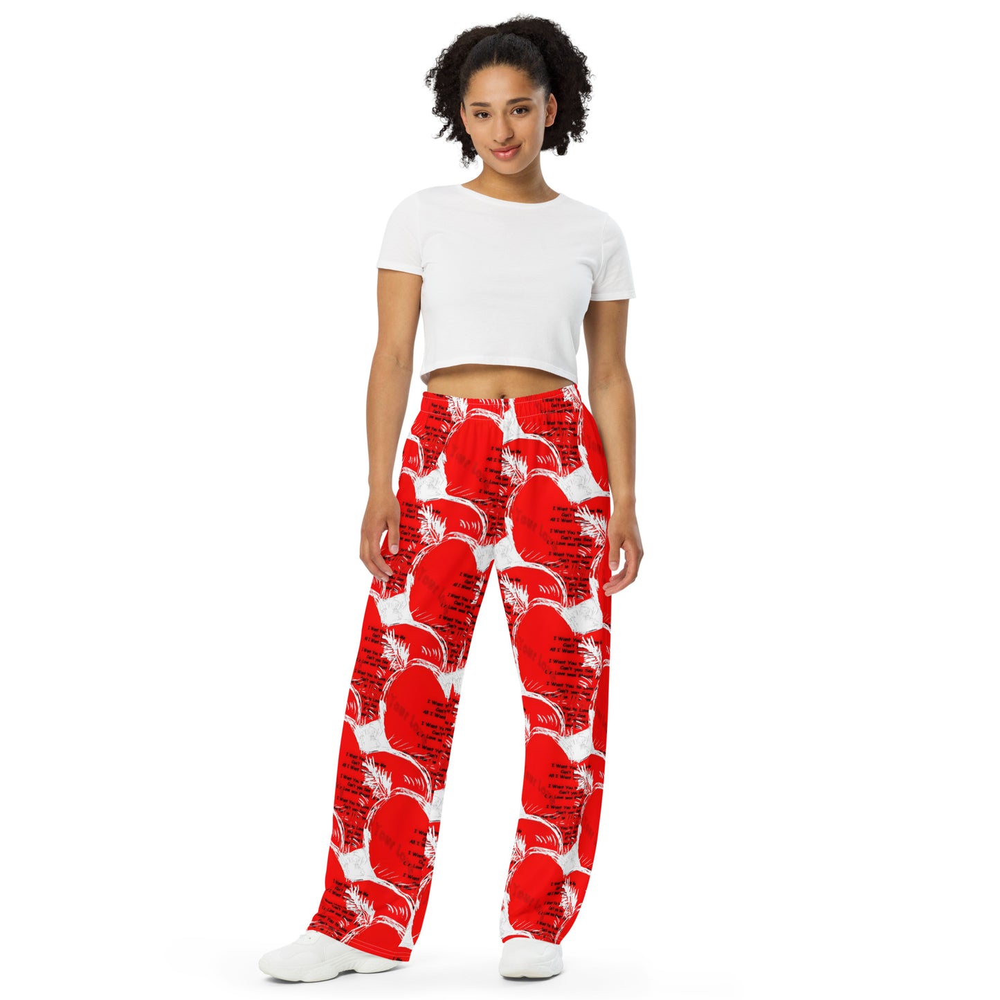 I Want Your Love All-over print unisex wide-leg pants